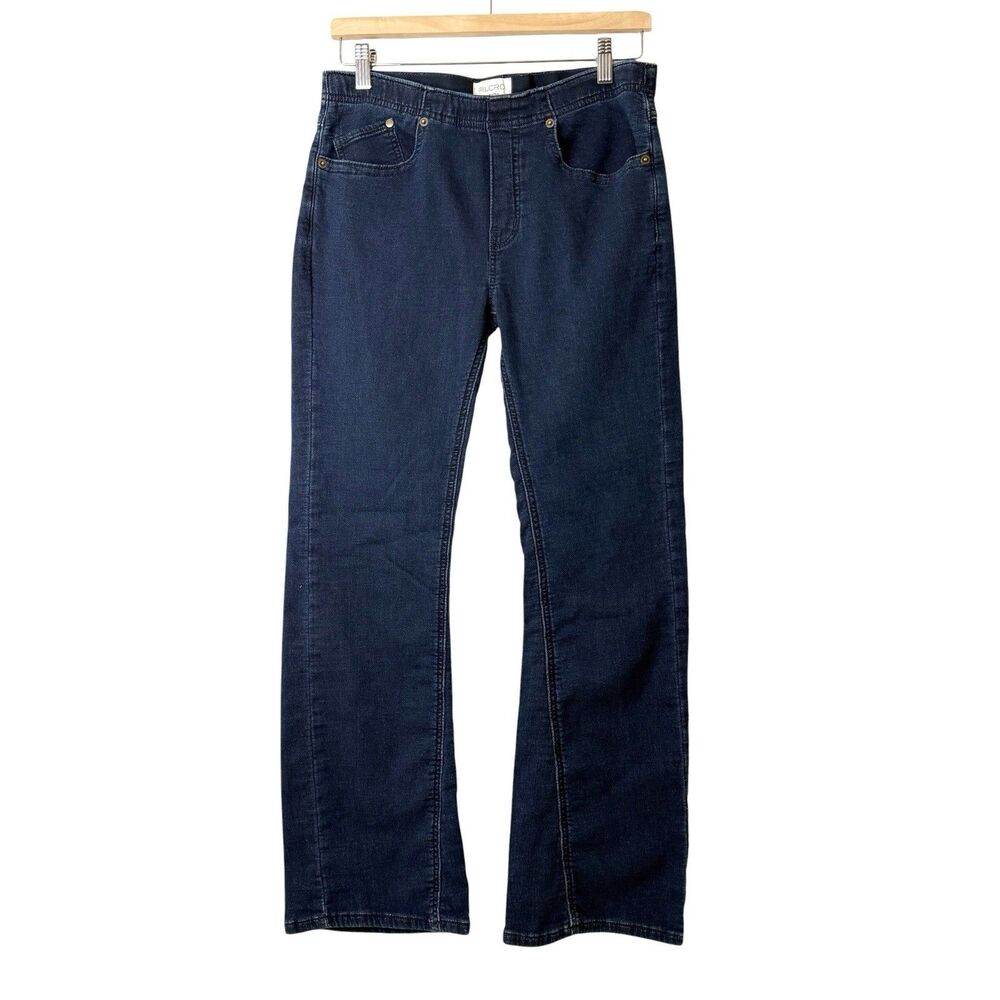 Pilcro Anthropologie Pull On Jeans Women 28P Dark Wash Flare Comfort Stretch